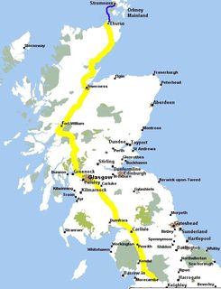 Map of route through Scotland